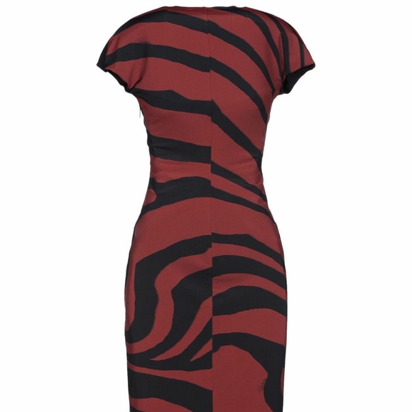 Roberto Cavalli Women's Brick Red Twisted Zebra-Print Stretch-Jersey Dress 2, 4 - Picture 6 of 8